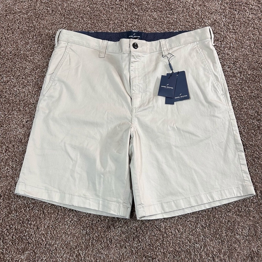 Daniel Hechter Cream Flat Front Shorts